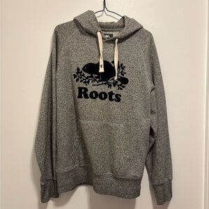 Roots Heather Gray Hoodie with Black Logo